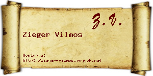 Zieger Vilmos névjegykártya